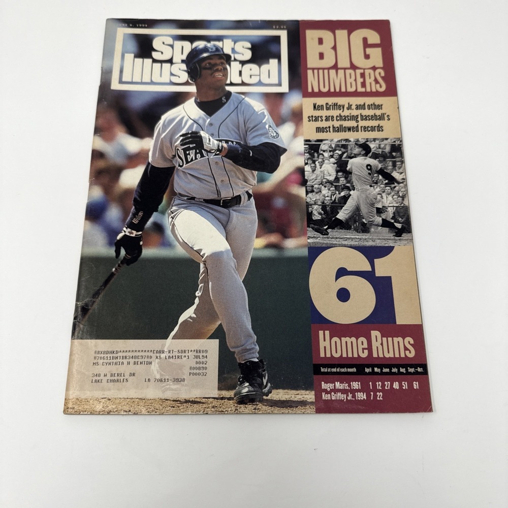 KEN GRIFFEY JR  SPORTS ILLUSTRATED BIG NUMBERS 61 JUNE 6TH  1994 - Free Shipping